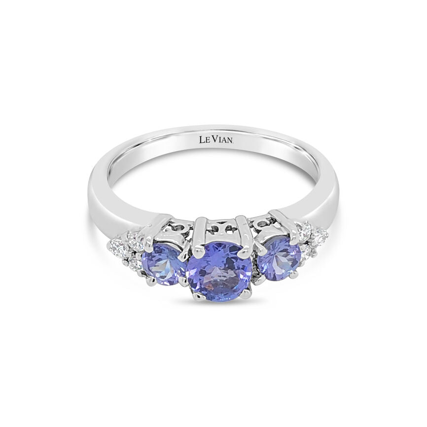 14K WHITE GOLD DIAMOND TANZANITE RING