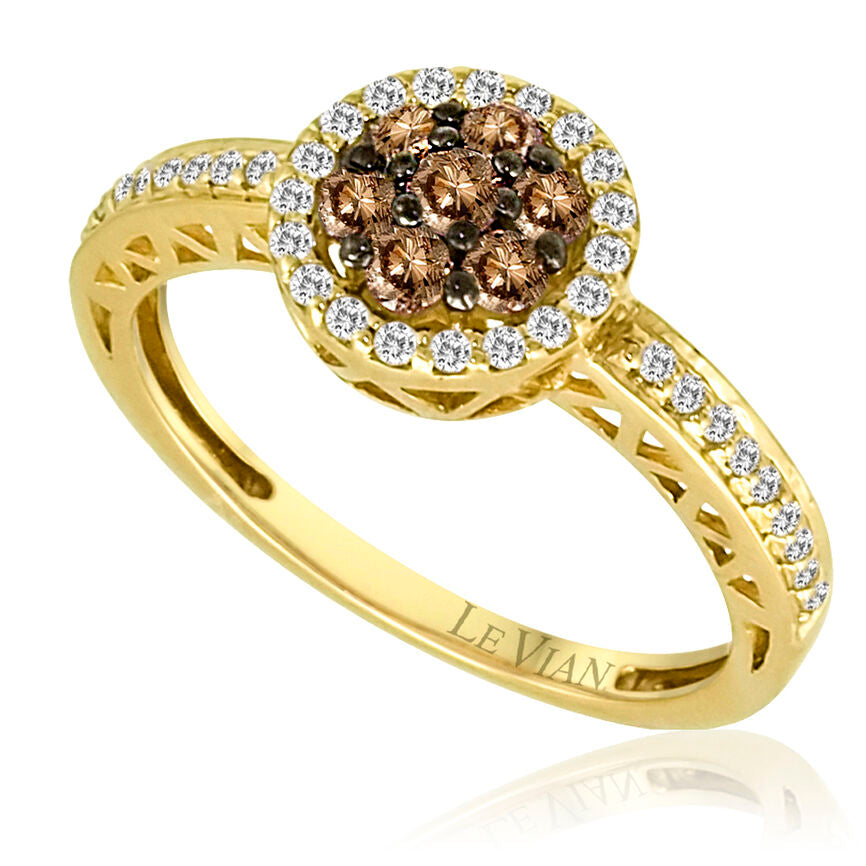 Le Vian Grand Sample Sale Ring featuring Chocolate Diamonds, White Diamonds set in 14K Yellow Gold - BirthStone.com