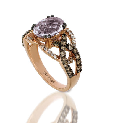 Le Vian Grand Sample Sale Ring featuring Cotton Candy Amethyst Chocolate Diamonds, White Diamonds set in 14K Rose Gold - BirthStone.com