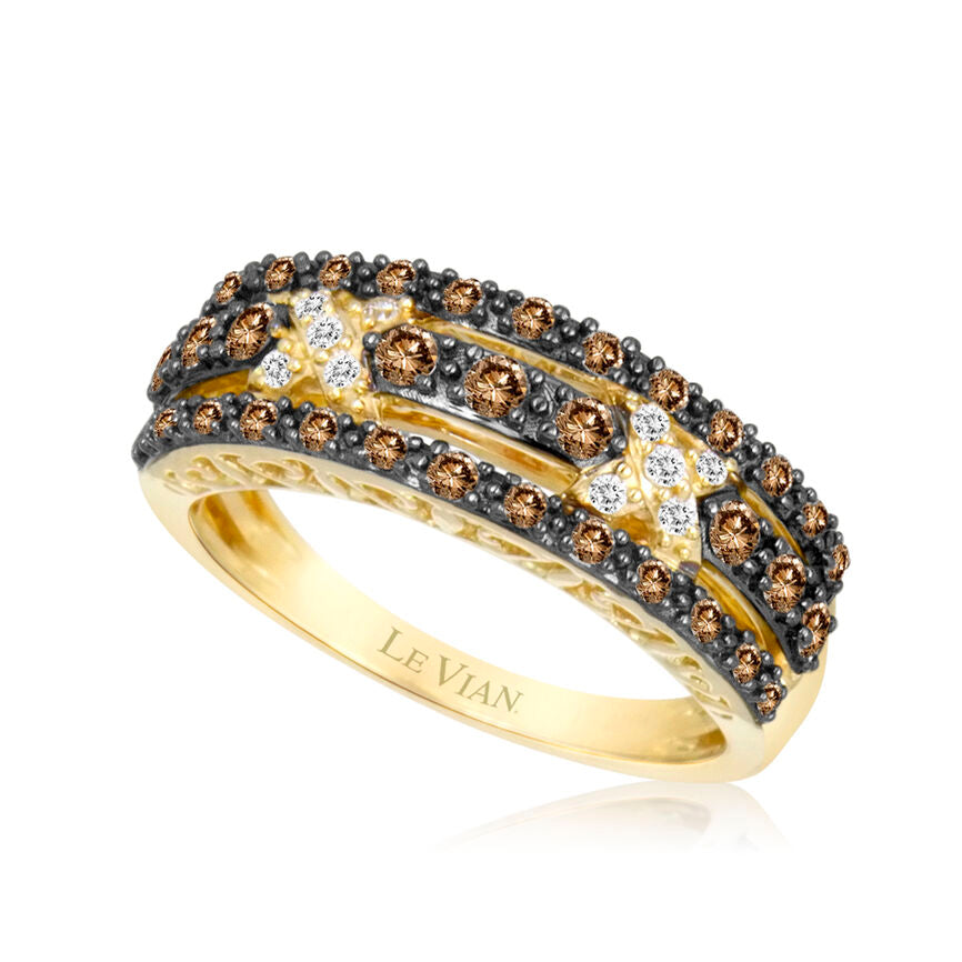 Le Vian Grand Sample Sale Ring featuring Chocolate Diamonds, White Diamonds set in 14K Yellow Gold - BirthStone.com