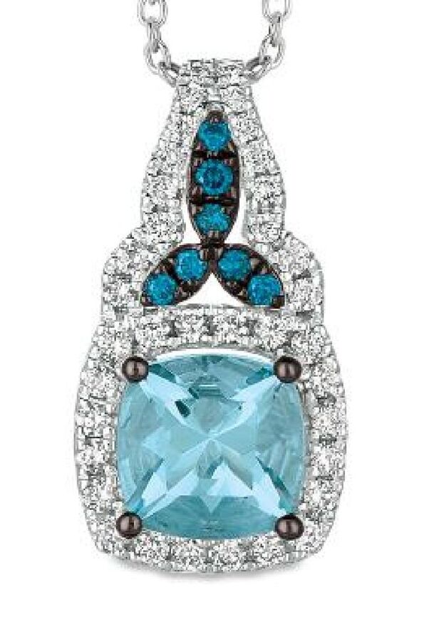 Le Vian Pendant featuring Sea Blue Aquamarine Nude Diamonds, Blueberry Diamonds set in 14K White Gold - BirthStone.com