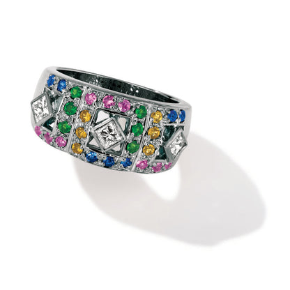 Le Vian Grand Sample Sale Ring featuring Cornflower Sapphire, Forest Green Tsavorite, Yellow Sapphire, Bubble Gum Pink Sapphire set in 14K White Gold - BirthStone.com