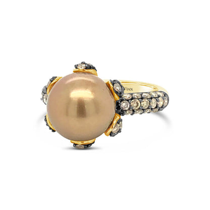 Le Vian Grand Sample Sale Ring featuring Chocolate Pearls Chocolate Diamonds set in 14K Yellow Gold - BirthStone.com