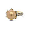 14K YELLOW GOLD DIAMOND TAHITIAN  BROWN PEARL RING