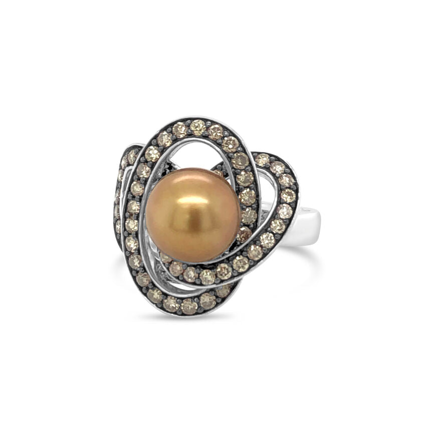 Le Vian Grand Sample Sale Ring featuring Chocolate Pearls Chocolate Diamonds set in 14K White Gold - BirthStone.com