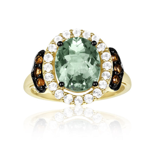 Le Vian Roberto Ricci Ring featuring Mint Julep Quartz, Chocolate Quartz, White Topaz set in 14K Green Gold - BirthStone.com