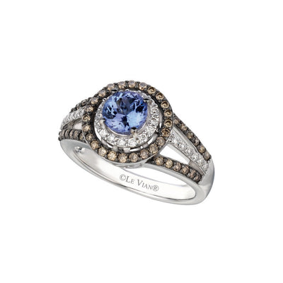 14K WHITE GOLD DIAMOND TANZANITE RING