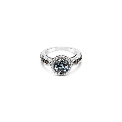 Le Vian Chocolatier Ring featuring Sea Blue Aquamarine Chocolate Diamonds, White Diamonds set in 14K White Gold - BirthStone.com