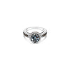 14K WHITE GOLD DIAMOND AQUAMARINE RING