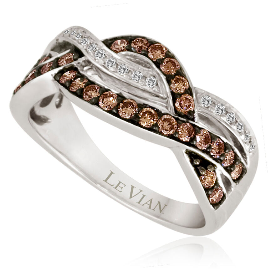 Le Vian Grand Sample Sale Ring featuring Chocolate Diamonds, White Diamonds set in 14K White Gold - BirthStone.com