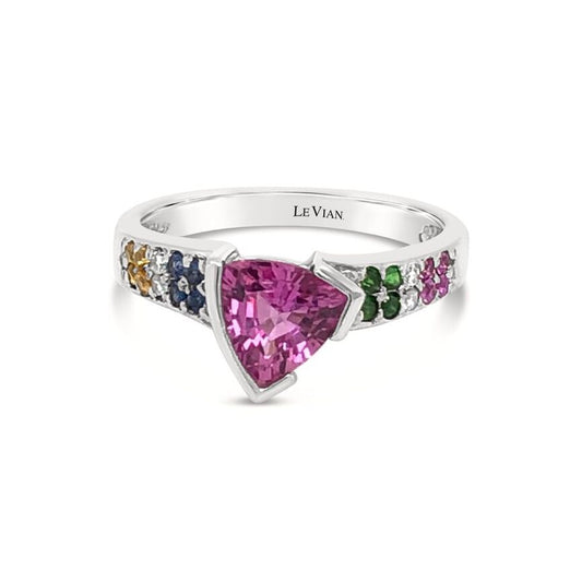 Le Vian Grand Sample Sale Ring featuring Bubble Gum Pink Sapphire, Cornflower Sapphire, Forest Green Tsavorite, Yellow Sapphire set in 14K White Gold - BirthStone.com