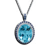 14K WHITE GOLD DIAMOND BLUE TOPAZ, SAPPHIRE PENDAN