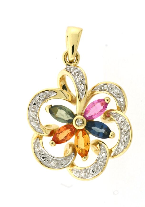 Le Vian Grand Sample Sale Pendant featuring Multicolor Sapphire White Diamonds set in 14K Yellow Gold - BirthStone.com