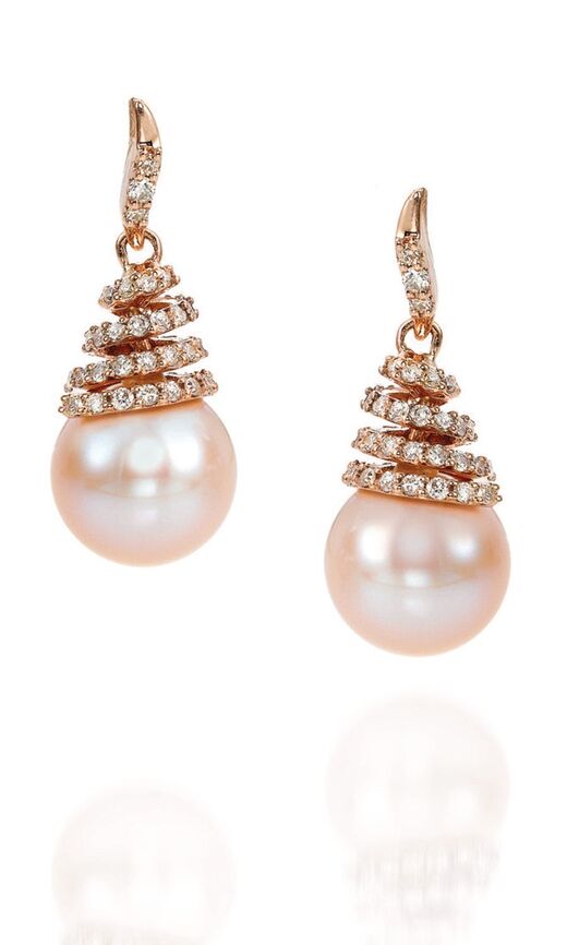 Le Vian Grand Sample Sale Earrings featuring Rose Pearls White Diamonds set in 14K Rose Gold - BirthStone.com