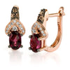 14K STRAWBERRY GOLD DIAMOND RHODOLITE EARRINGS