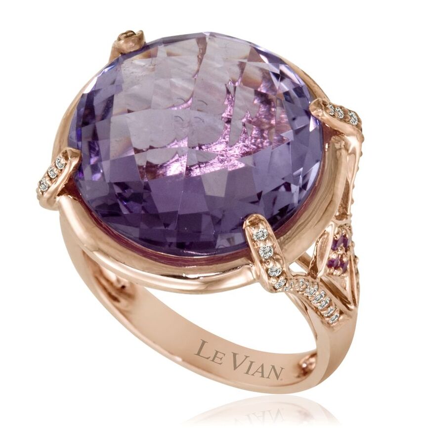 Le Vian Grand Sample Sale Ring featuring Grape Amethyst, Bubble Gum Pink Sapphire White Diamonds set in 14K Rose Gold - BirthStone.com