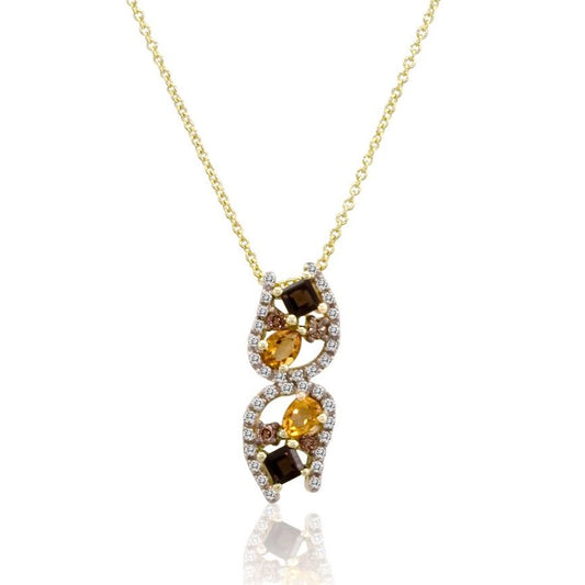 Le Vian Grand Sample Sale Pendant featuring Cinnamon Citrine, Chocolate Quartz Chocolate Diamonds, White Diamonds set in 14K Yellow Gold - BirthStone.com