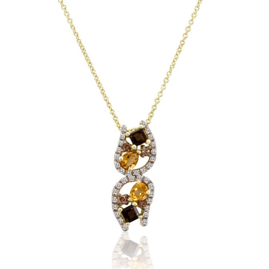 Le Vian Grand Sample Sale Pendant featuring Cinnamon Citrine, Chocolate Quartz Chocolate Diamonds, White Diamonds set in 14K Yellow Gold