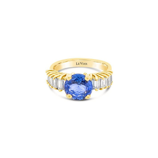 Le Vian Grand Sample Sale Ring featuring Blueberry Tanzanite White Diamonds set in 18K Yellow Gold - BirthStone.com