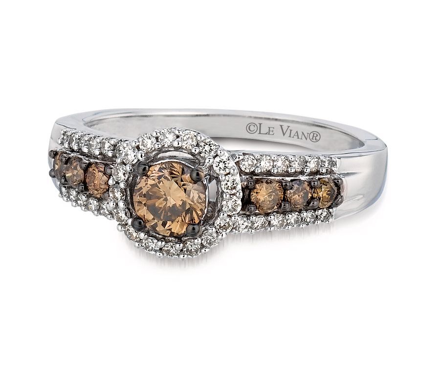 Le Vian Chocolatier Ring featuring Chocolate Diamonds, White Diamonds set in 14K White Gold - BirthStone.com