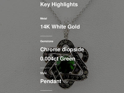 Le Vian Arusha Exotics Pendant featuring Pistachio Diopside Blackberry Diamonds, White Diamonds set in 14K White Gold