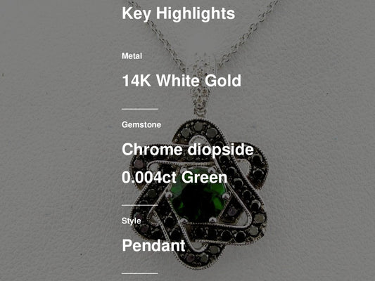 Le Vian Arusha Exotics Pendant featuring Pistachio Diopside Blackberry Diamonds, White Diamonds set in 14K White Gold