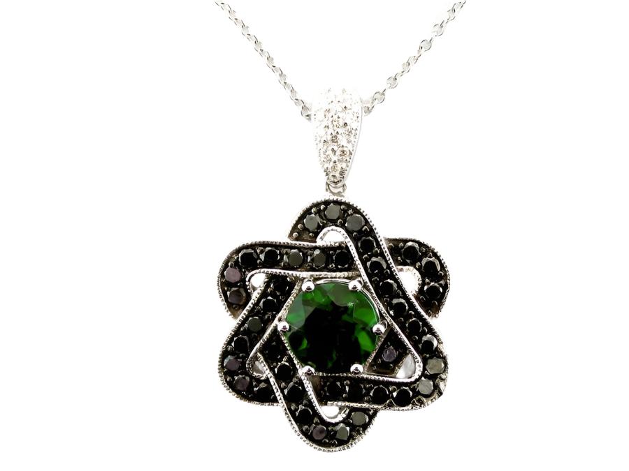 Le Vian Arusha Exotics Pendant featuring Pistachio Diopside Blackberry Diamonds, White Diamonds set in 14K White Gold - BirthStone.com