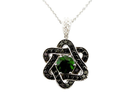 14K WHITE GOLD DIAMOND CHROME DIOPSIDE PENDANT