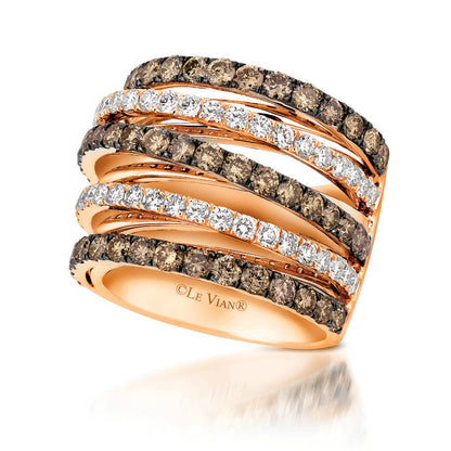 Le Vian Chocolatier Ring featuring Chocolate Diamonds, White Diamonds set in 14K Rose Gold - BirthStone.com