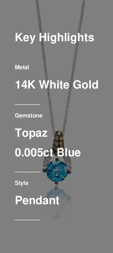 Le Vian Grand Sample Sale Pendant featuring Blue Topaz Chocolate Diamonds, White Diamonds set in 14K White Gold