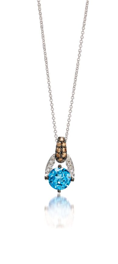 Le Vian Grand Sample Sale Pendant featuring Blue Topaz Chocolate Diamonds, White Diamonds set in 14K White Gold - BirthStone.com