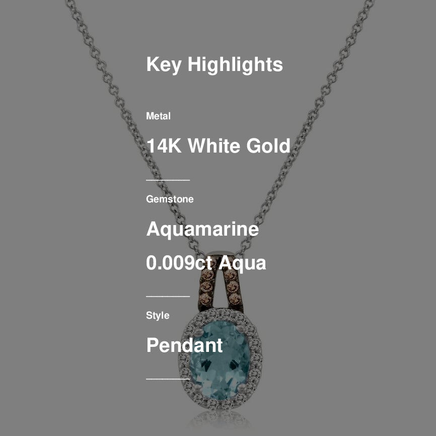 Le Vian Pendant featuring Sea Blue Aquamarine White Diamonds, Chocolate Diamonds set in 14K White Gold