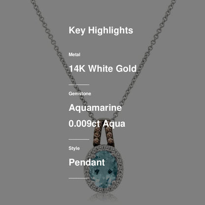 Le Vian Pendant featuring Sea Blue Aquamarine White Diamonds, Chocolate Diamonds set in 14K White Gold
