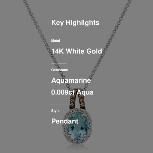 Le Vian Pendant featuring Sea Blue Aquamarine White Diamonds, Chocolate Diamonds set in 14K White Gold