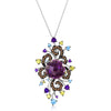 14K WHITE GOLD AMETHYST, PERIDOT, BLUE TOPAZ, SMOK