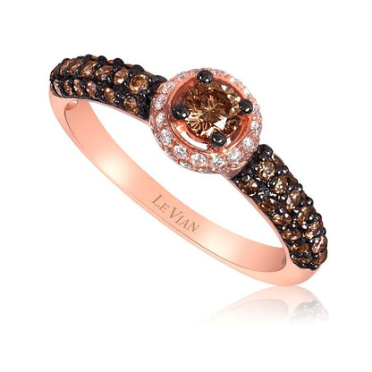 Le Vian Ring featuring Chocolate Diamonds, White Diamonds set in 14K Rose Gold - BirthStone.com