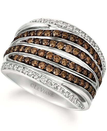 Le Vian Grand Sample Sale Ring featuring Chocolate Diamonds, White Diamonds set in 14K White Gold - BirthStone.com