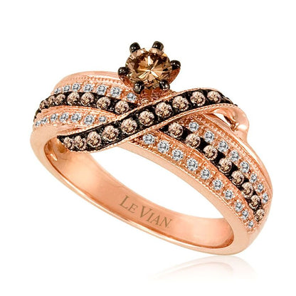 Le Vian Bridal Ring featuring Chocolate Diamonds, White Diamonds set in 14K Rose Gold - BirthStone.com