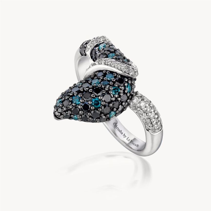 Le Vian Arusha Exotics Ring featuring Blackberry Diamonds, Blueberry Diamonds, White Diamonds set in 14K White Gold - BirthStone.com