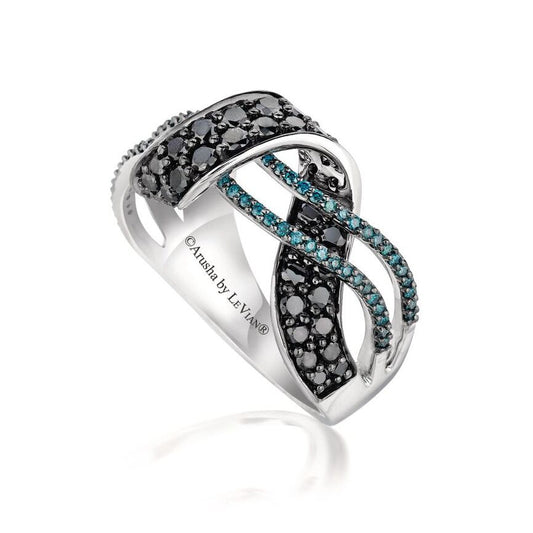 Le Vian Arusha Exotics Ring featuring Blackberry Diamonds, Blueberry Diamonds set in 14K White Gold - BirthStone.com