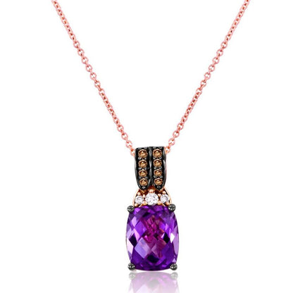 Le Vian Grand Sample Sale Pendant featuring Grape Amethyst White Diamonds, Chocolate Diamonds set in 14K Rose Gold - BirthStone.com