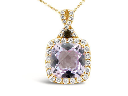 Le Vian Princess Alexandra Pendant featuring Cotton Candy Amethyst, Chocolate Quartz, White Topaz set in 14K Rose Gold - BirthStone.com