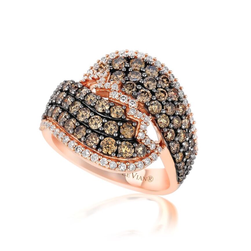 Le Vian Grand Sample Sale Ring featuring Chocolate Diamonds, White Diamonds set in 14K Rose Gold - BirthStone.com