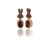 14K STRAWBERRY GOLD DIAMOND SMOKY QUARTZ EARRINGS