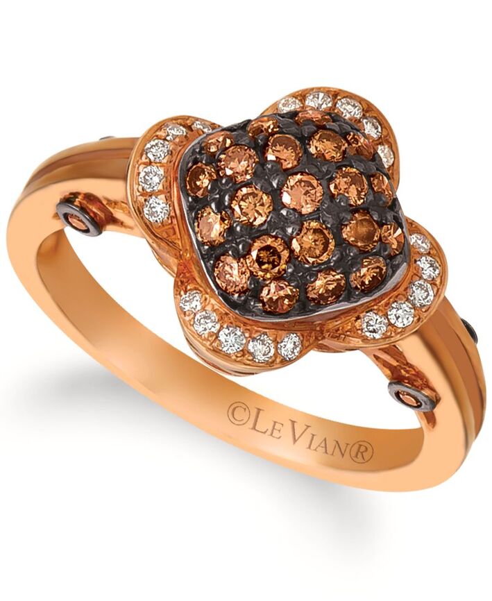 14K STRAWBERRY GOLD DIAMOND  RING