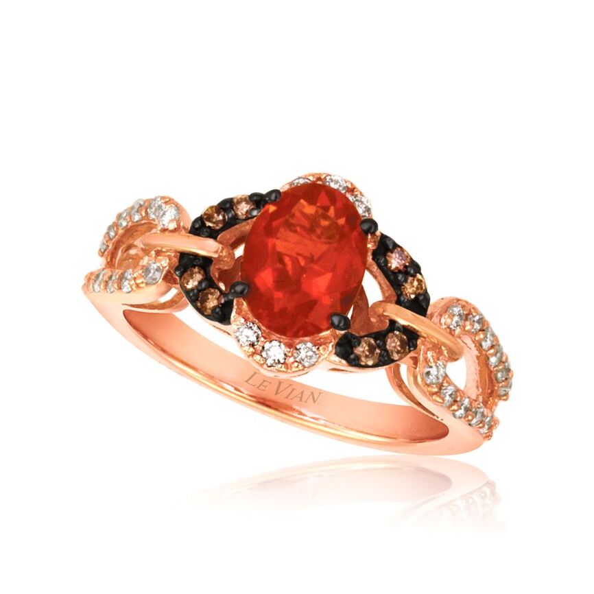 Le Vian Grand Sample Sale Ring featuring Neon Tangerine Fire Opal Chocolate Diamonds, White Diamonds set in 14K Rose Gold