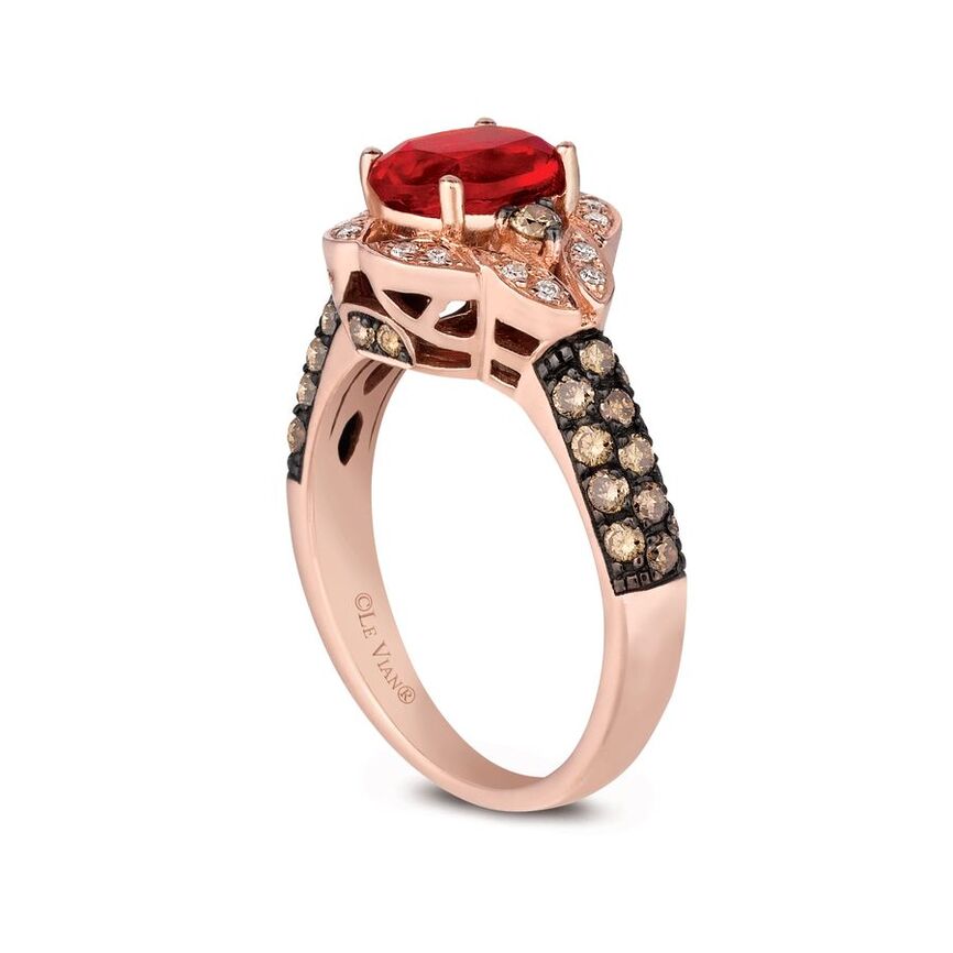 Le Vian Chocolatier Ring featuring Neon Tangerine Fire Opal Chocolate Diamonds, White Diamonds set in 14K Rose Gold