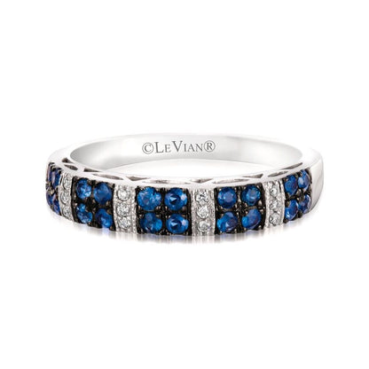 14K WHITE GOLD DIAMOND CEYLON SAPPHIRE RING