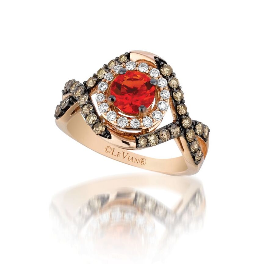 Le Vian Grand Sample Sale Ring featuring Neon Tangerine Fire Opal Chocolate Diamonds, White Diamonds set in 14K Rose Gold