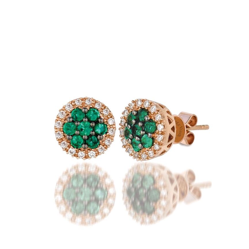 Le Vian Grand Sample Sale Earrings featuring Costa Smeralda Emeralds White Diamonds set in 14K Rose Gold